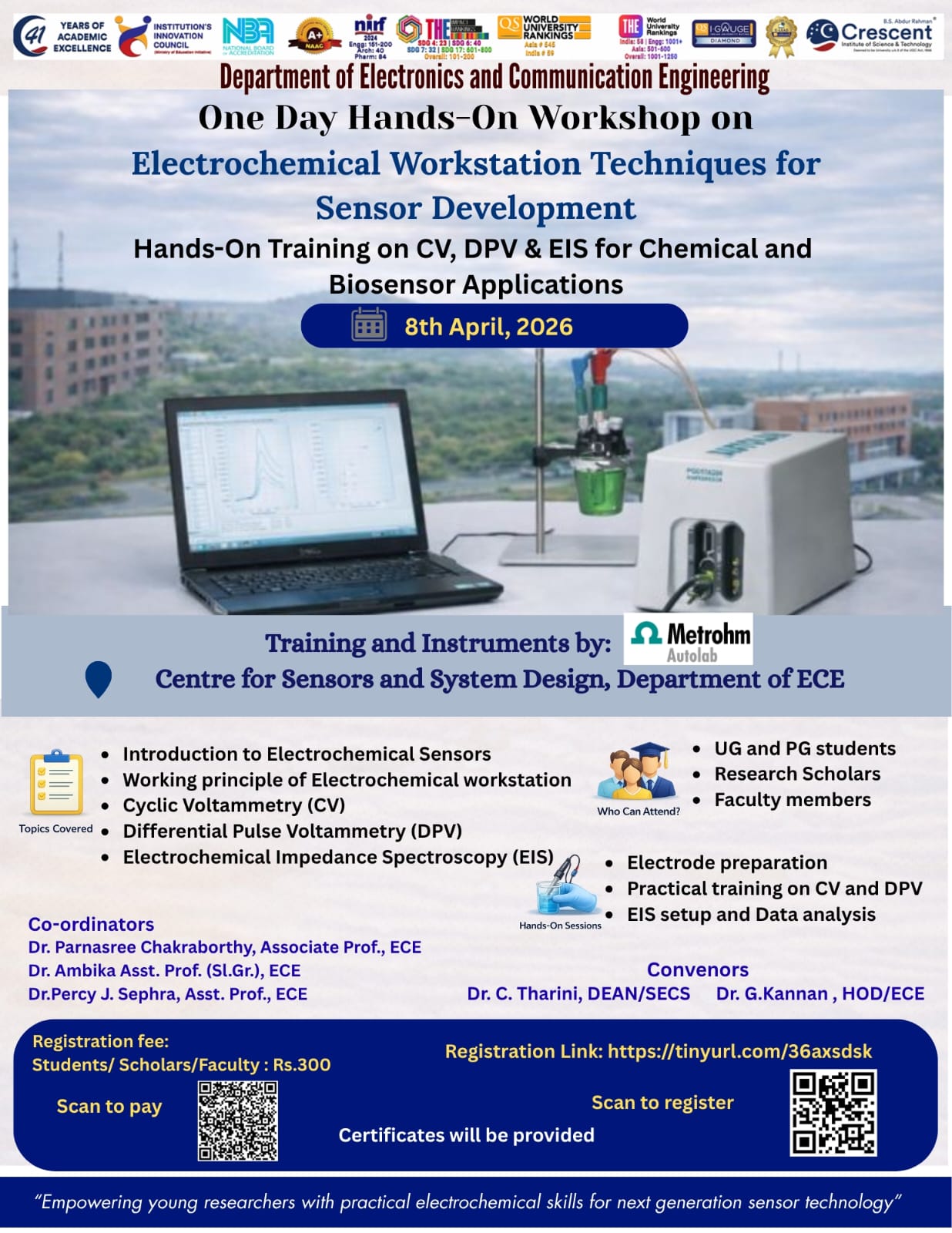 Hands-On Workshop on Electrochemical Workstation Techniques for Sensor Development 2026 Hands-on Workshop Poster 